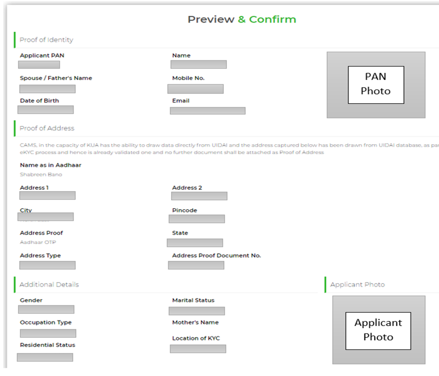 KYC form preview