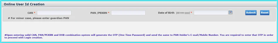CAN online user ID creation